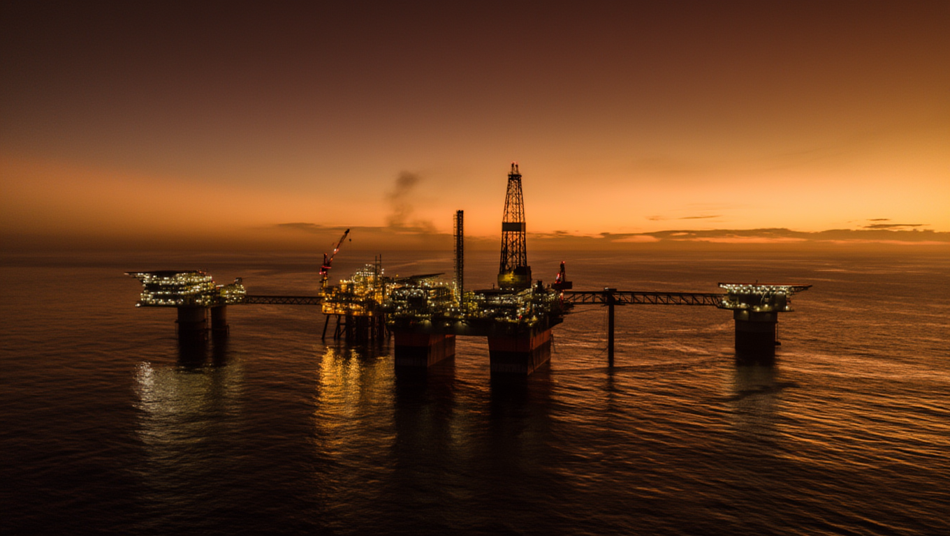 Oil and gas production facility at twilight